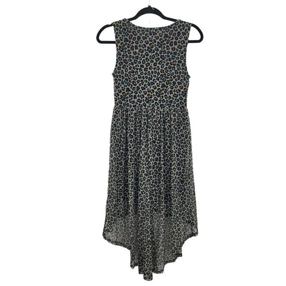 Womens Divided Dress High Low Tank Netted Multicolor Leopard Print Sz 6 - Picture 2 of 5